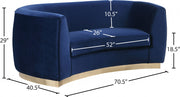 Julian 70.5" Velvet Upholstered Loveseat in Blue - 620Navy-L