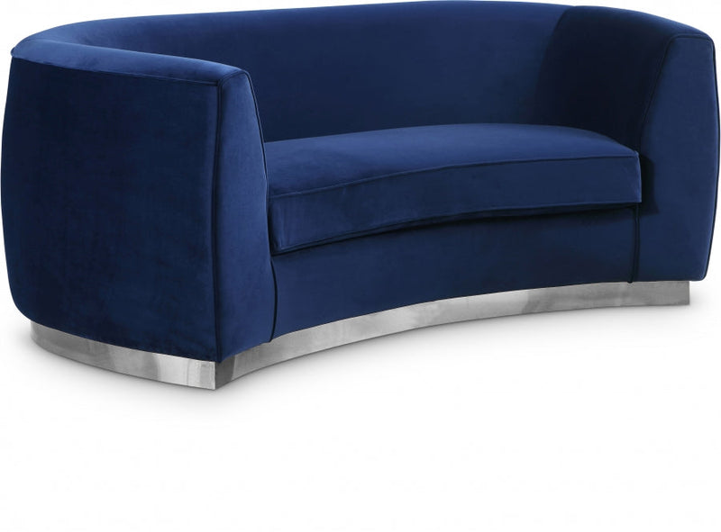 Julian 70.5" Velvet Upholstered Loveseat in Blue - 621Navy-L