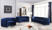 Julian 70.5" Velvet Upholstered Loveseat in Blue - 621Navy-L