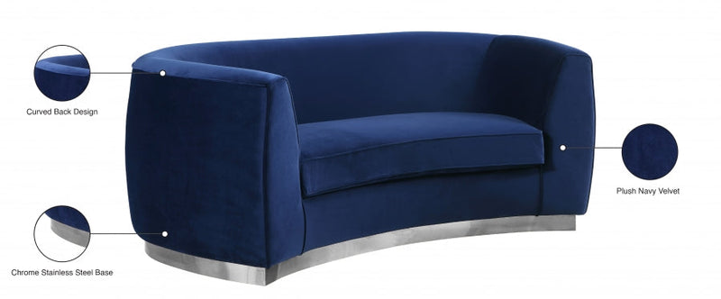 Julian 70.5" Velvet Upholstered Loveseat in Blue - 621Navy-L