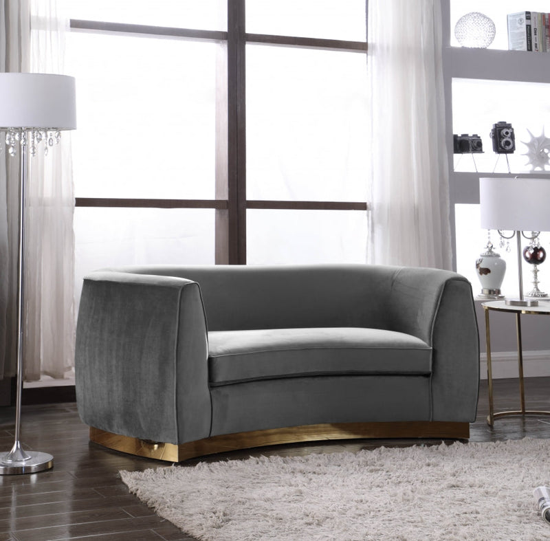 Julian 70.5" Velvet Upholstered Loveseat in Grey - 620Grey-L
