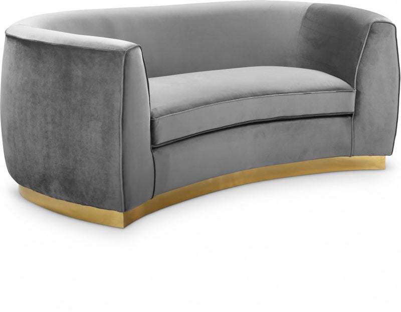 Julian 70.5" Velvet Upholstered Loveseat in Grey - 620Grey-L