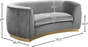 Julian 70.5" Velvet Upholstered Loveseat in Grey - 620Grey-L