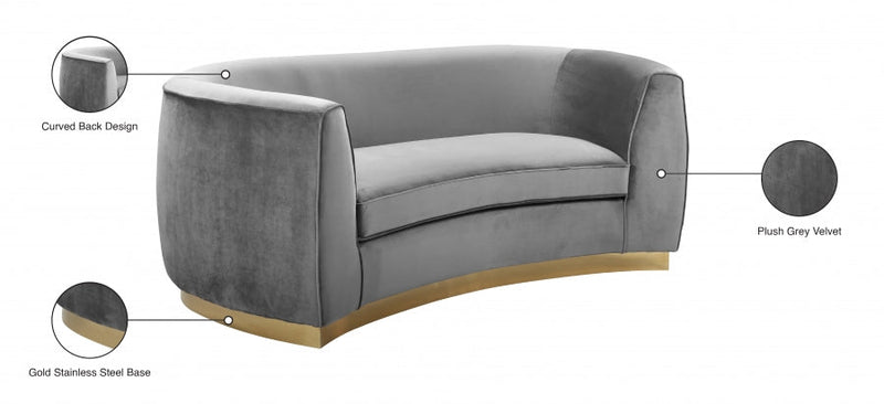 Julian 70.5" Velvet Upholstered Loveseat in Grey - 620Grey-L