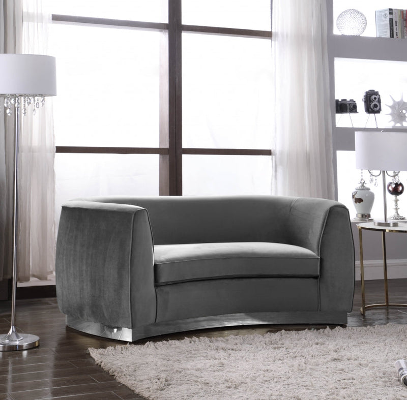 Julian 70.5" Velvet Upholstered Loveseat in Grey - 621Grey-L