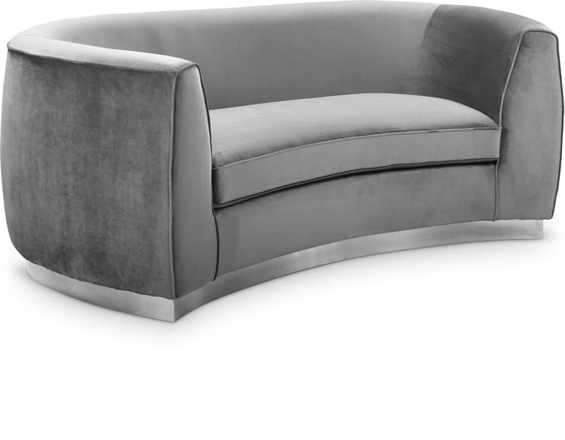 Julian 70.5" Velvet Upholstered Loveseat in Grey - 621Grey-L