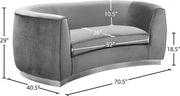 Julian 70.5" Velvet Upholstered Loveseat in Grey - 621Grey-L