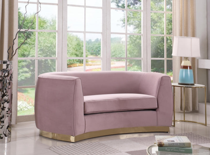 Julian 70.5" Velvet Upholstered Loveseat in Pink - 620Pink-L
