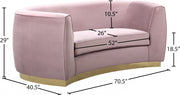 Julian 70.5" Velvet Upholstered Loveseat in Pink - 620Pink-L