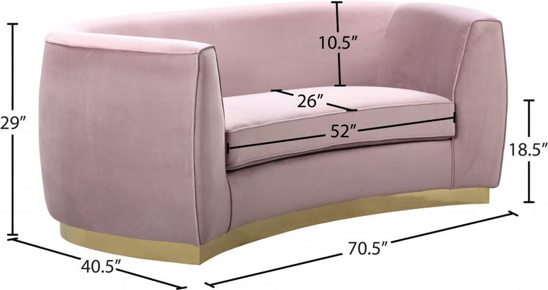 Julian 70.5" Velvet Upholstered Loveseat in Pink - 620Pink-L