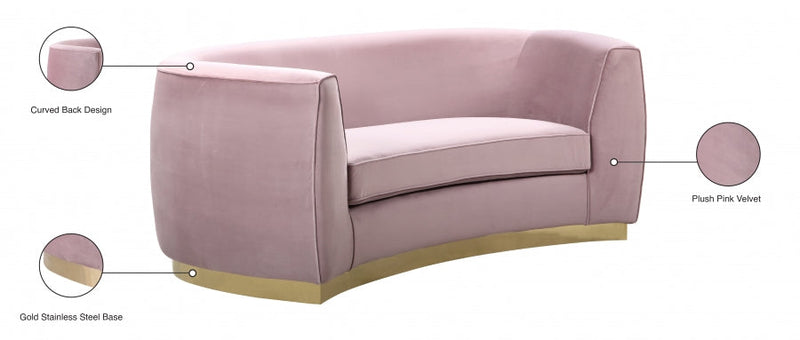 Julian 70.5" Velvet Upholstered Loveseat in Pink - 620Pink-L