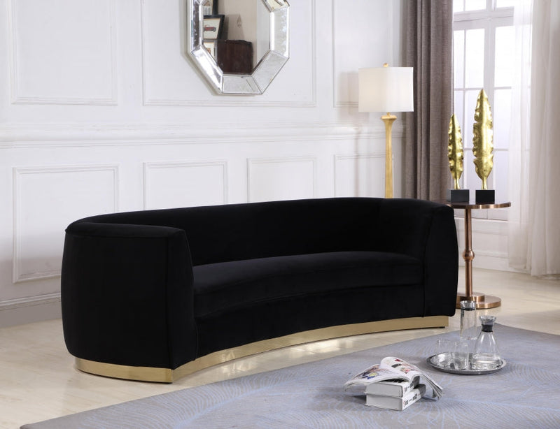 Julian 91.5" Velvet Upholstered Sofa in Black - 620Black-S