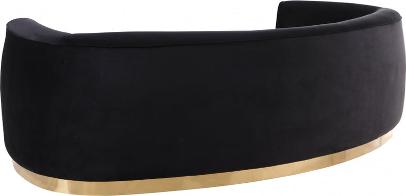 Julian 91.5" Velvet Upholstered Sofa in Black - 620Black-S