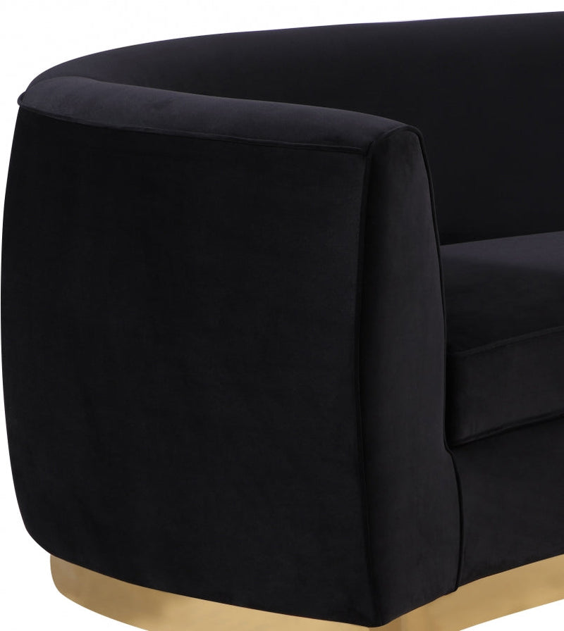 Julian 91.5" Velvet Upholstered Sofa in Black - 620Black-S