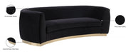 Julian 91.5" Velvet Upholstered Sofa in Black - 620Black-S