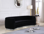 Julian 91.5" Velvet Upholstered Sofa in Black - 621Black-S
