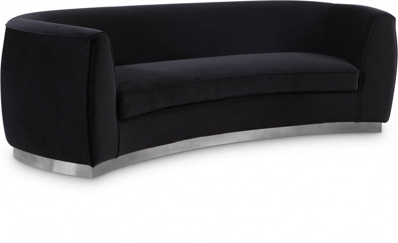 Julian 91.5" Velvet Upholstered Sofa in Black - 621Black-S