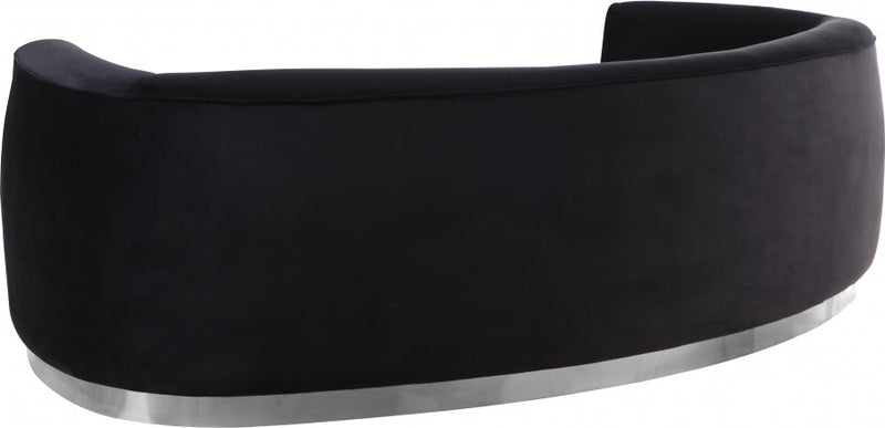 Julian 91.5" Velvet Upholstered Sofa in Black - 621Black-S