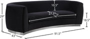 Julian 91.5" Velvet Upholstered Sofa in Black - 621Black-S