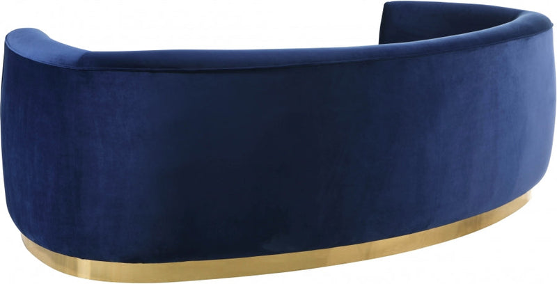 Julian 91.5" Velvet Upholstered Sofa in Blue - 620Navy-S