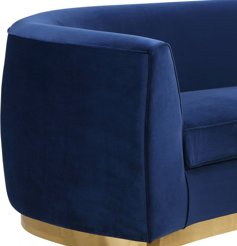 Julian 91.5" Velvet Upholstered Sofa in Blue - 620Navy-S