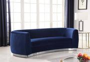 Julian 91.5" Velvet Upholstered Sofa in Blue - 621Navy-S