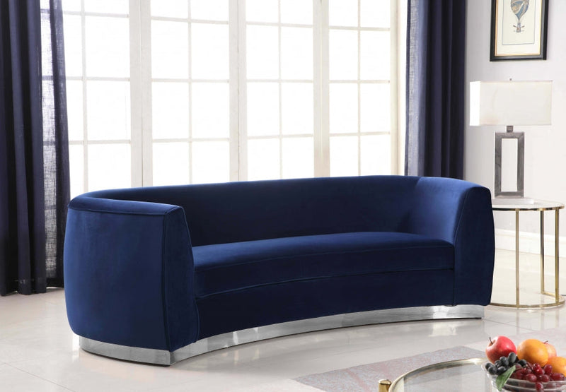 Julian 91.5" Velvet Upholstered Sofa in Blue - 621Navy-S