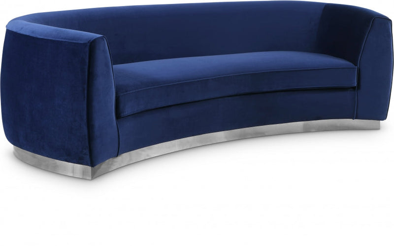 Julian 91.5" Velvet Upholstered Sofa in Blue - 621Navy-S
