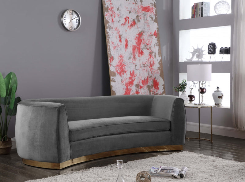 Julian 91.5" Velvet Upholstered Sofa in Grey - 620Grey-S