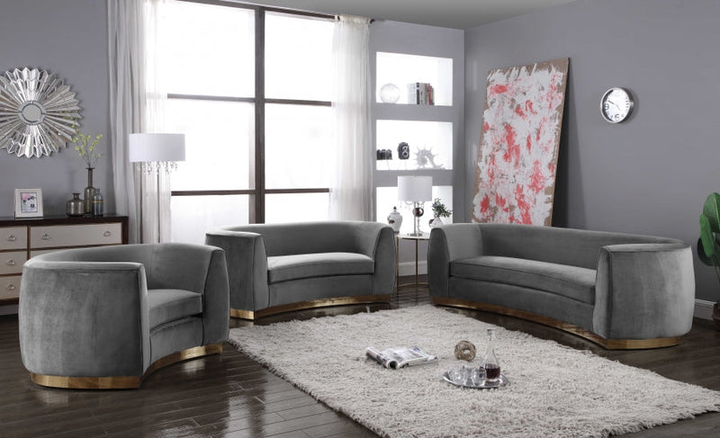 Julian 91.5" Velvet Upholstered Sofa in Grey - 620Grey-S