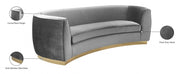 Julian 91.5" Velvet Upholstered Sofa in Grey - 620Grey-S