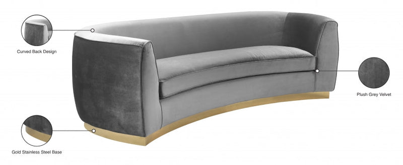 Julian 91.5" Velvet Upholstered Sofa in Grey - 620Grey-S