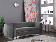 Julian 91.5" Velvet Upholstered Sofa in Grey - 621Grey-S