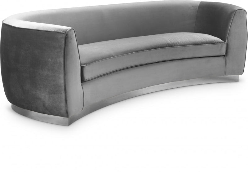 Julian 91.5" Velvet Upholstered Sofa in Grey - 621Grey-S