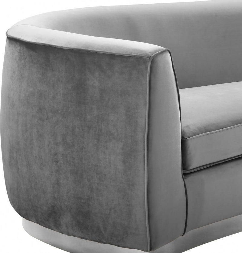 Julian 91.5" Velvet Upholstered Sofa in Grey - 621Grey-S