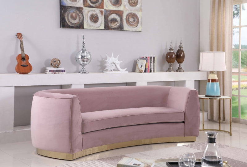 Julian 91.5" Velvet Upholstered Sofa in Pink - 620Pink-S
