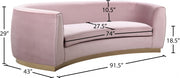 Julian 91.5" Velvet Upholstered Sofa in Pink - 620Pink-S