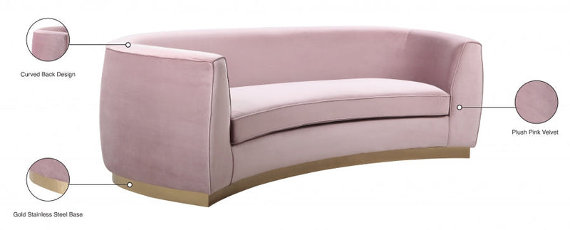 Julian 91.5" Velvet Upholstered Sofa in Pink - 620Pink-S