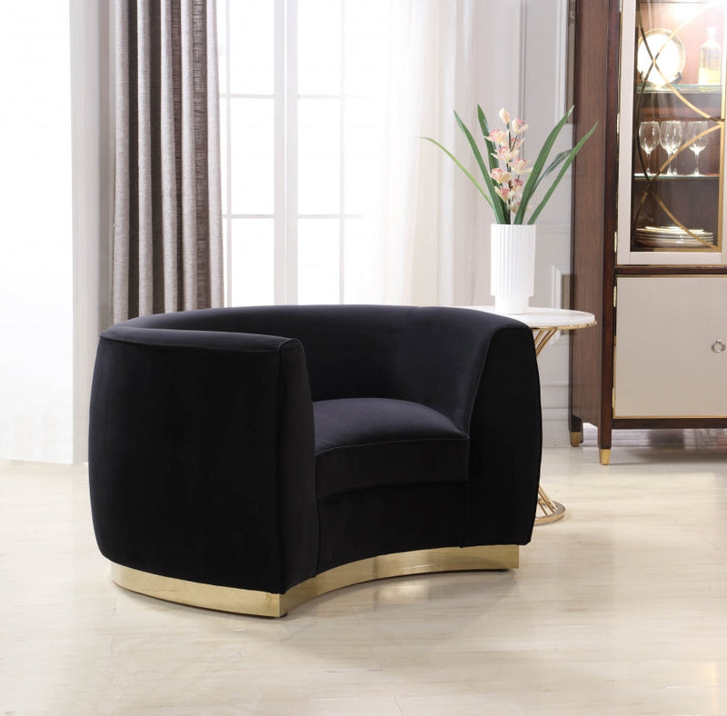Julian Velvet Upholstered Chair in Black - 620Black-C