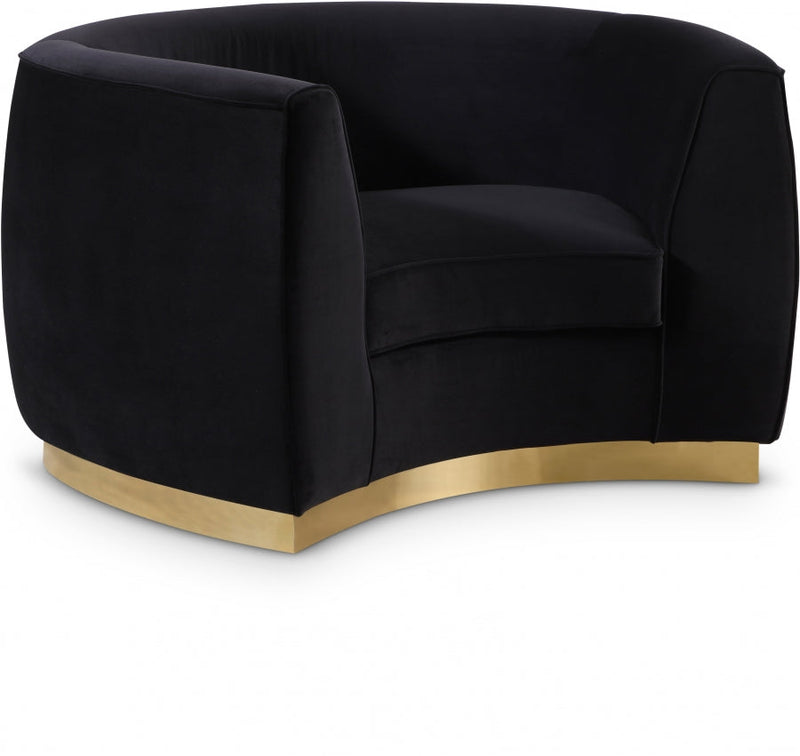 Julian Velvet Upholstered Chair in Black - 620Black-C