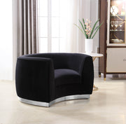 Julian Velvet Upholstered Chair in Black - 621Black-C
