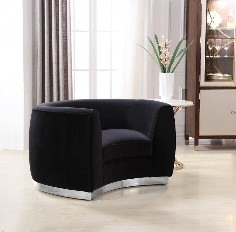 Julian Velvet Upholstered Chair in Black - 621Black-C