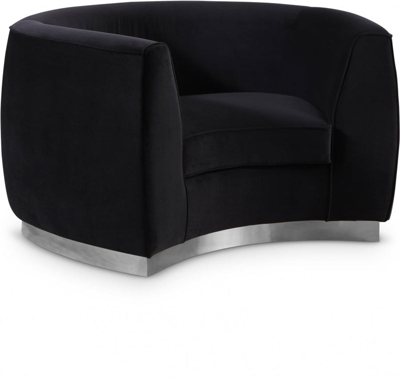 Julian Velvet Upholstered Chair in Black - 621Black-C