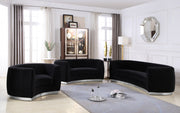 Julian Velvet Upholstered Chair in Black - 621Black-C