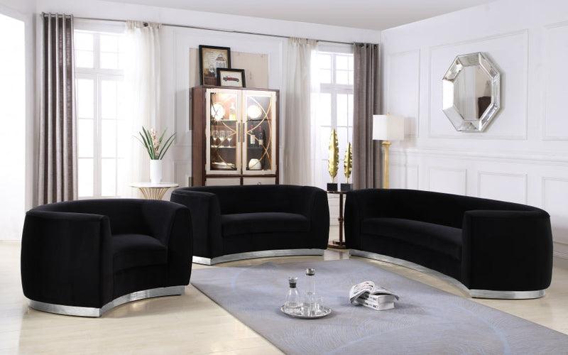 Julian Velvet Upholstered Chair in Black - 621Black-C
