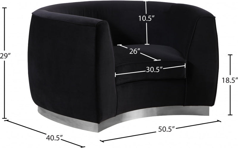 Julian Velvet Upholstered Chair in Black - 621Black-C