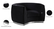 Julian Velvet Upholstered Chair in Black - 621Black-C