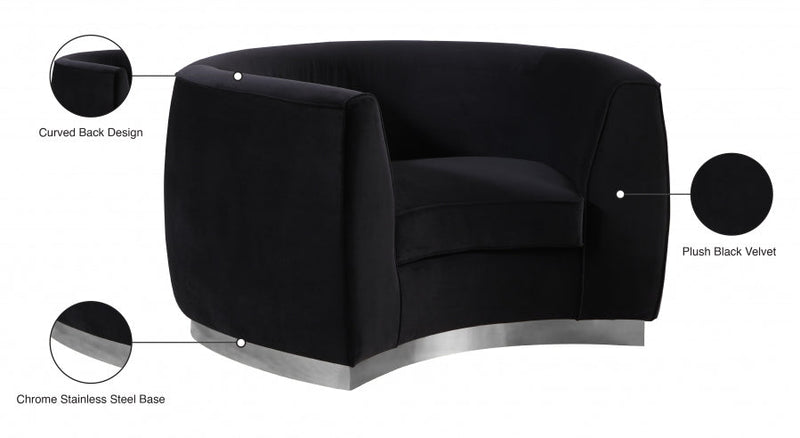 Julian Velvet Upholstered Chair in Black - 621Black-C