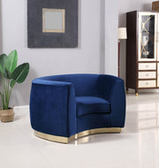 Julian Velvet Upholstered Chair in Blue - 620Navy-C