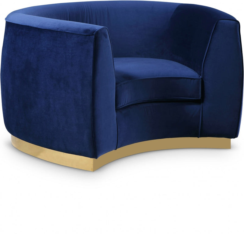 Julian Velvet Upholstered Chair in Blue - 620Navy-C